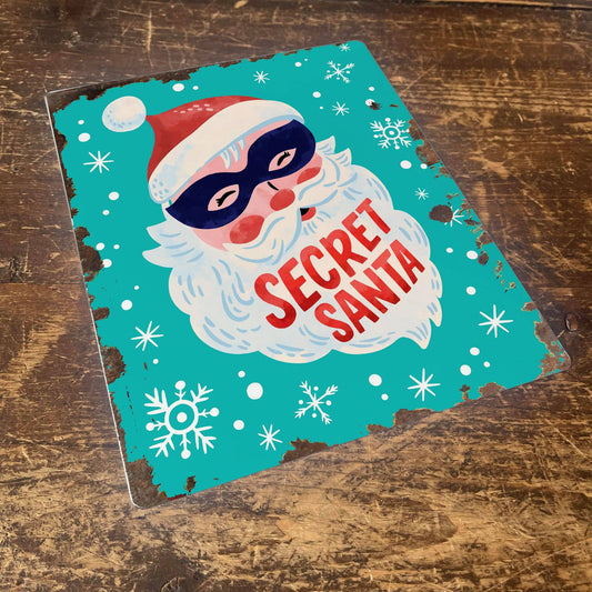 Secret Santa Christmas Metal Vintage Wall Sign