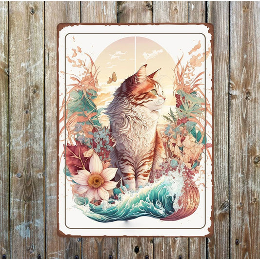 Nature cat art | Metal Wall Sign