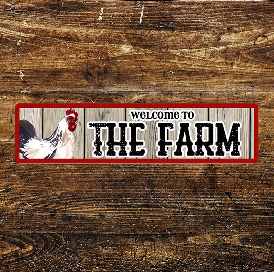 Welcome to the Farm Chicken Hen Metal Sign Plaque