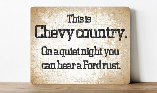 Chevy Country Ford Cars Funny Car | Metal Sign Plaque