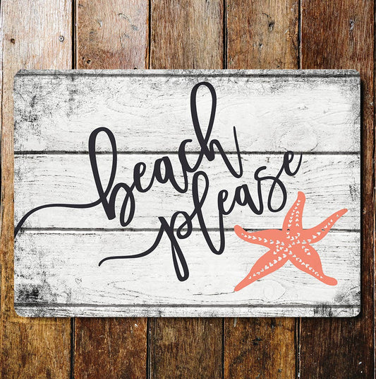 Beach Please Star fish | Metal Wall Sign Plaque