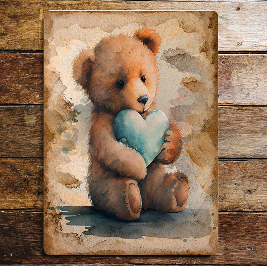 Bear Heart wall paper Art | Metal Sign Plaque