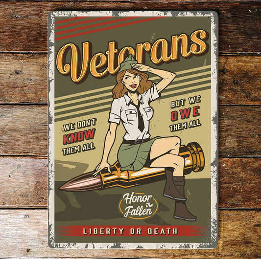 Retro Veterans Honor the Fallen Metal Wall Sign Plaque