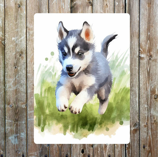Watercolour husky dog Puppy Decor | Metal Sign Plaque