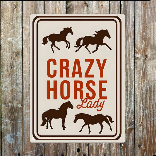 Crazy Horse Lady Western | Metal Sign Plaque
