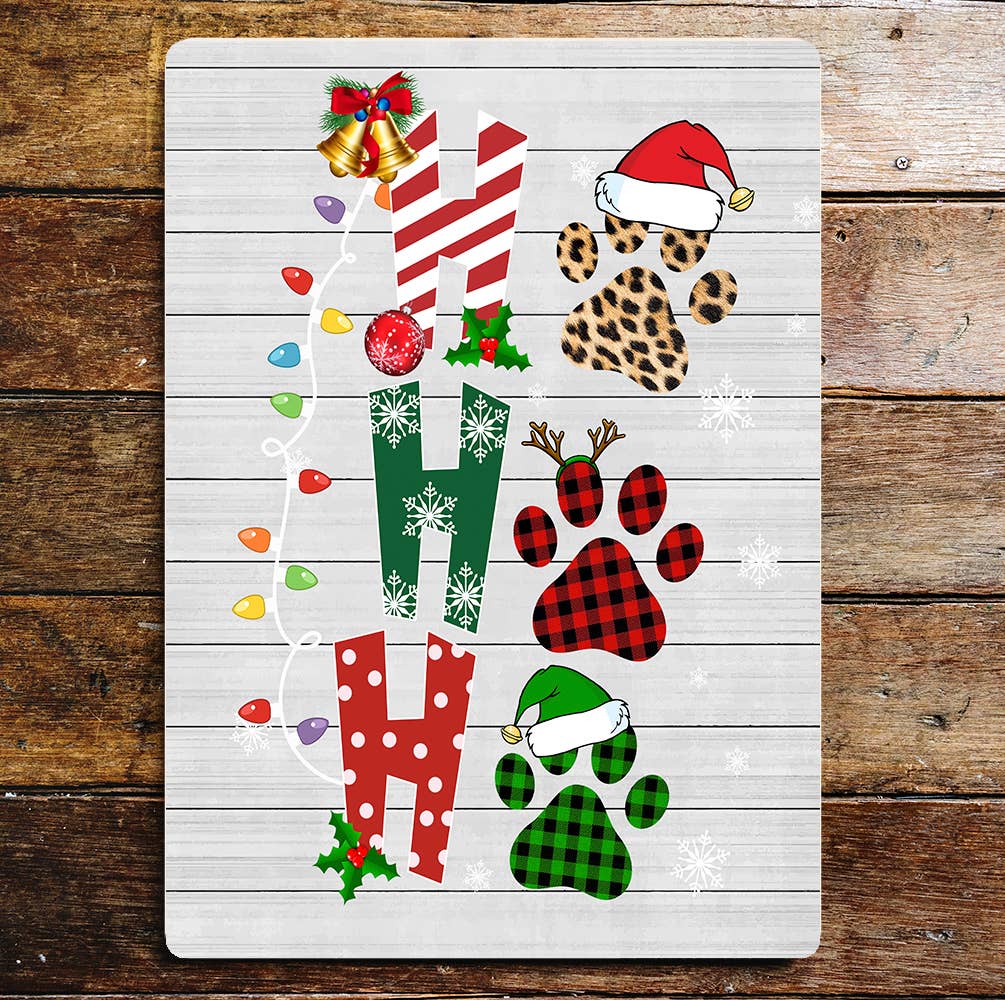 HO HO HO PAW DOG CHRISTMAS Wall | Metal Sign Plaque