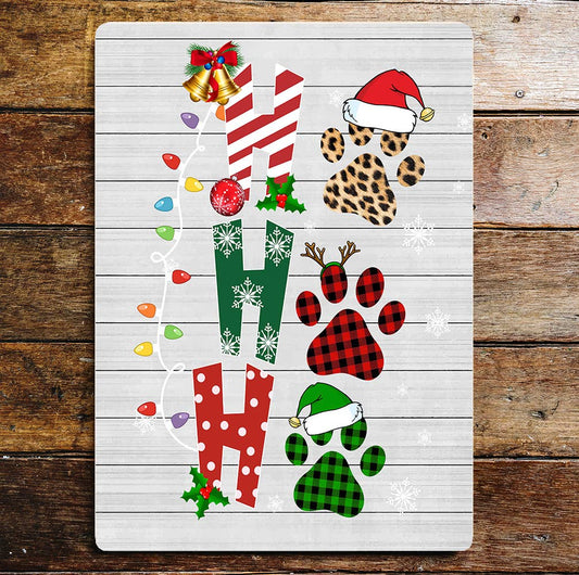 HO HO HO PAW DOG CHRISTMAS Wall | Metal Sign Plaque