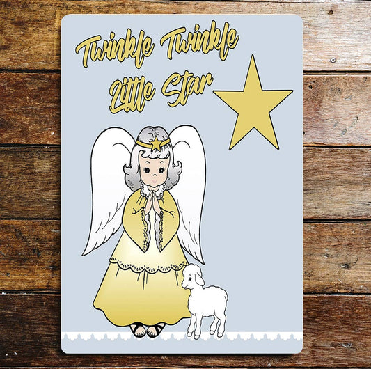 Twinkle Twinkle Little Star Angel Lamb | Metal Sign Plaque