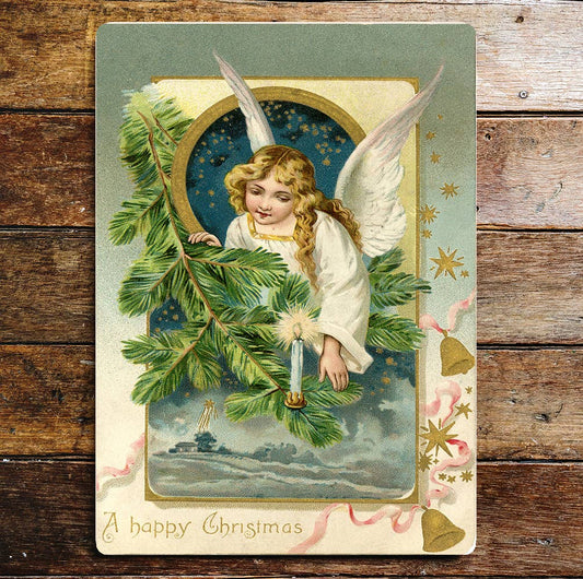 Merry Christmas Child angel Tree Wall | Metal Sign Plaque