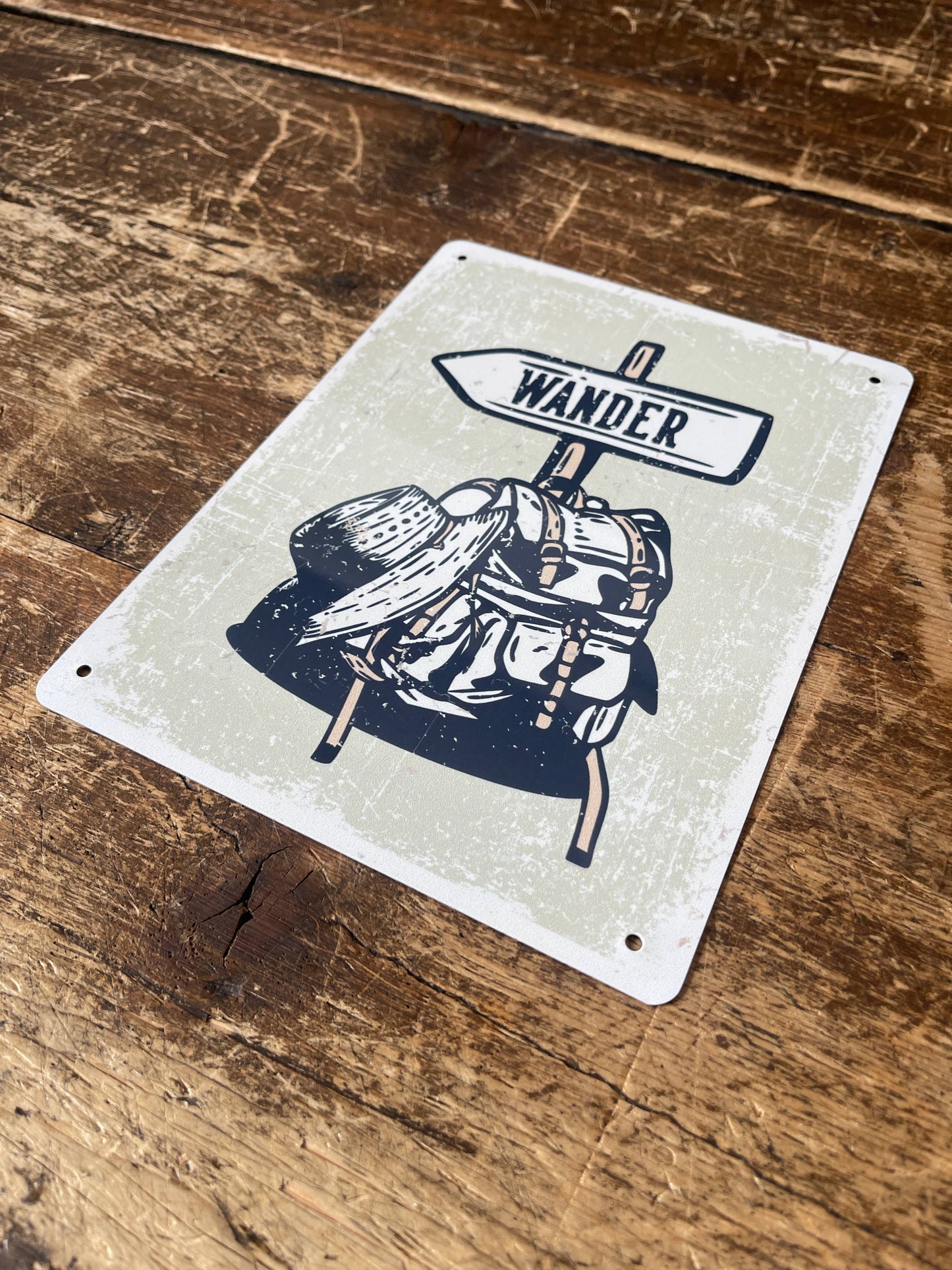 Wander Travel Tin Sign | Metal Sign Plaque