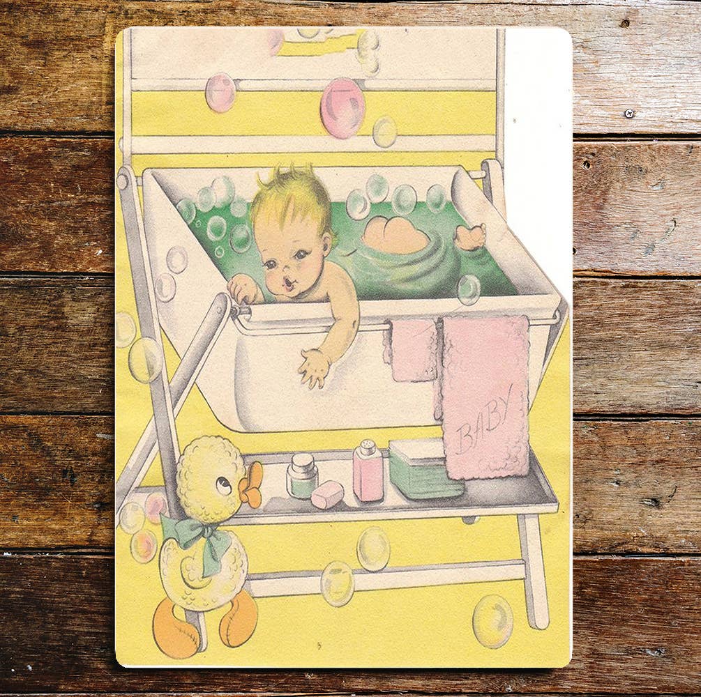 Baby Bath time Bubbles Duck Pink | Metal Sign Plaque