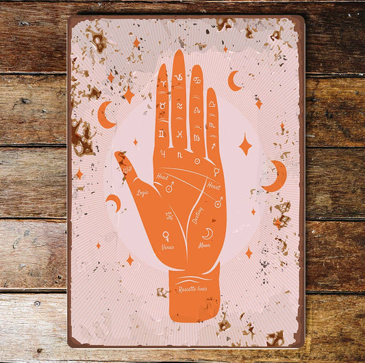 palm reading tarot moon sun Palmistry Metal Wall Sign Plaque