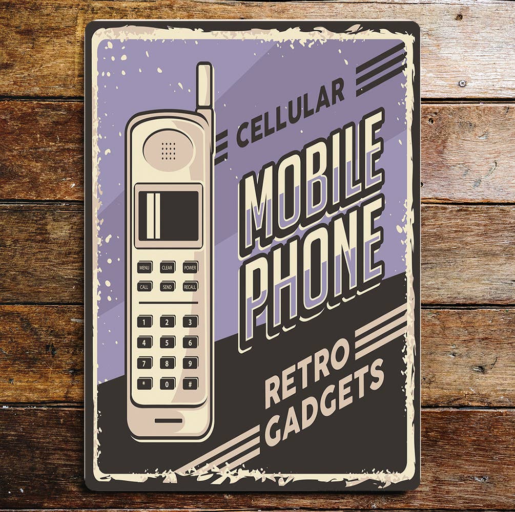 Retro Mobile Phone Metal Wall Sign Plaque