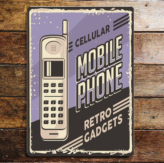 Retro Mobile Phone Metal Wall Sign Plaque