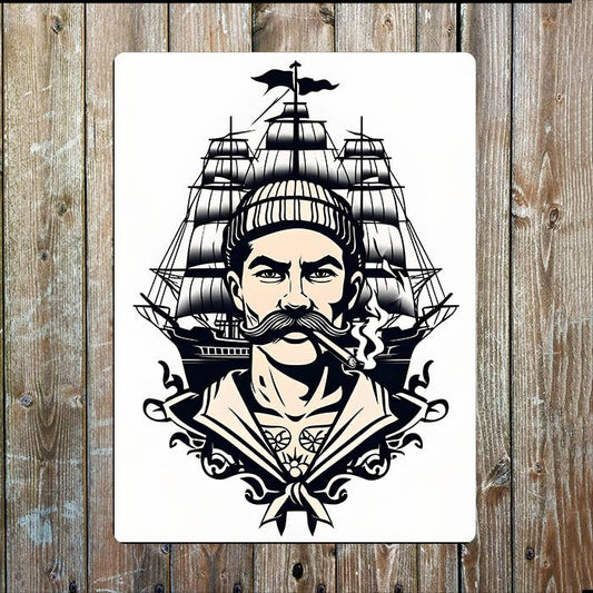 sailor with ship Sea Nautical Metal Sign Plaque