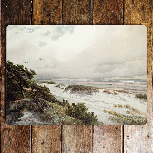 Beautiful Sea View Sand Clouds Waves | Metal Sign Plaque