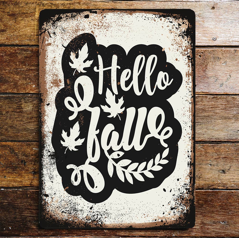 Halloween hello fall | Metal Wall Sign Plaque