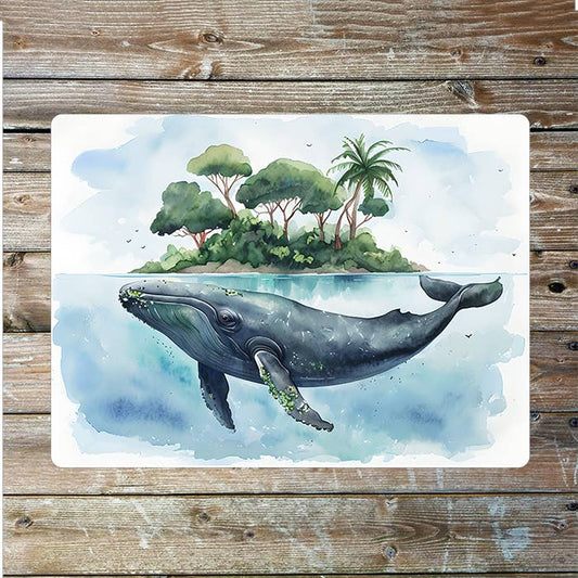 Whales Island Sea Nautical | Metal Sign Plaque
