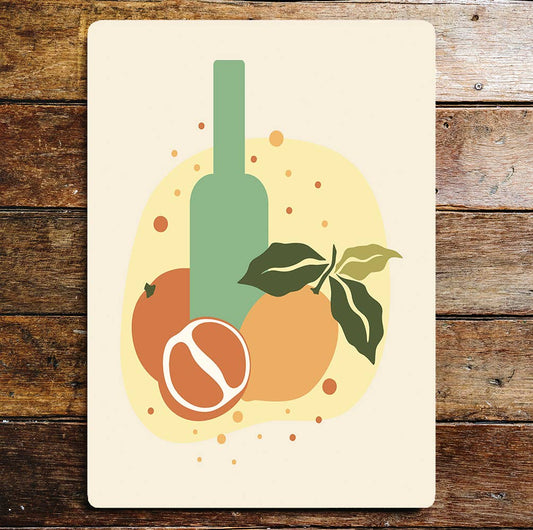 Oranges and lemons and wine kitchen | Metal Wall Sign