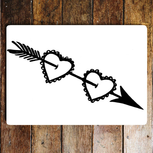 Hearts With Arrow Through | Metal Sign Plaque