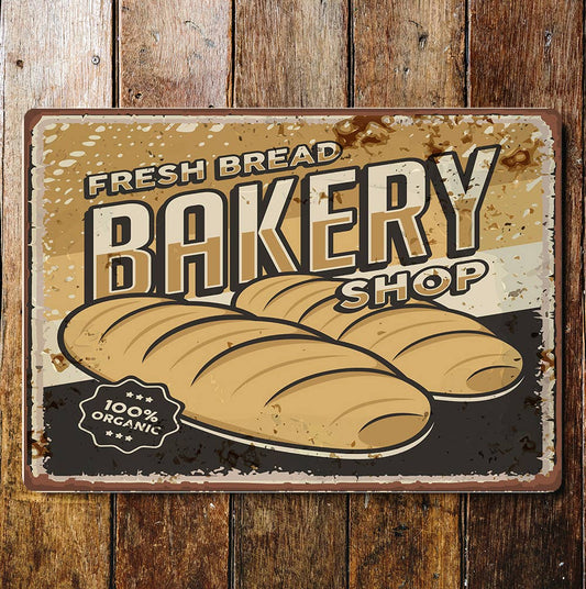 Fresh Bread Bakery Shop Baguette | Metal Wall Sign Plaque