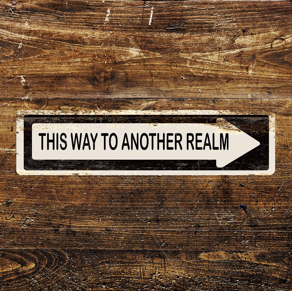 This way to another realm Metal Long Sign Plaque