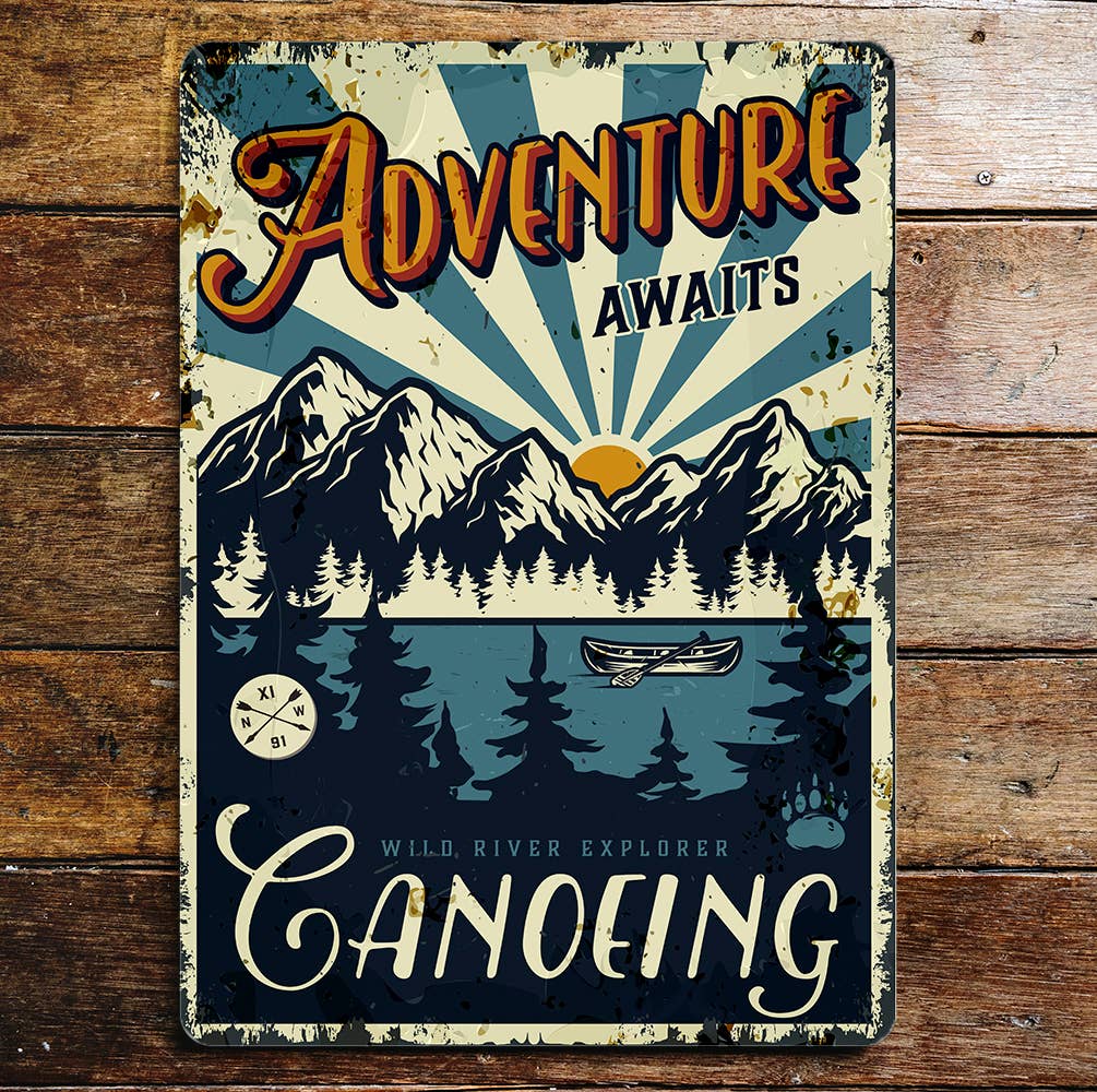 Wild River Canoeing Adventure | Metal Wall Sign Plaque