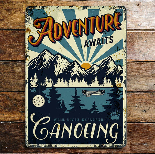 Wild River Canoeing Adventure | Metal Wall Sign Plaque