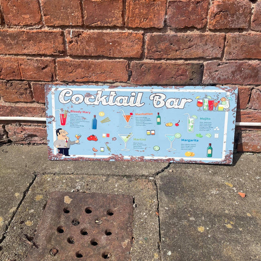 Cocktail Bar - | Metal Vintage Wall Sign