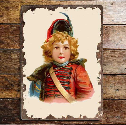 Vintage Drummer Boy Christmas | Metal Vintage Wall Sign