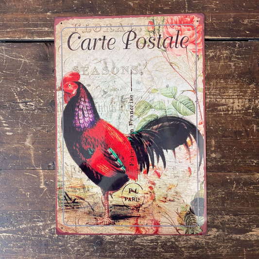 Cockerel French Hen Chicken | Metal Sign