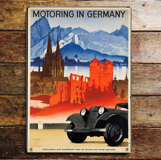Motoring In Germany Car Mountains | Metal Sign Plaque