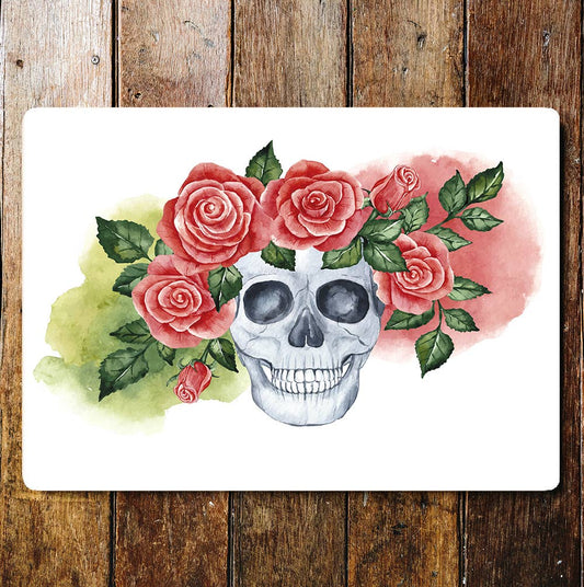 Watercolour Skull Bride Day Dead | Metal Wall Sign Plaque