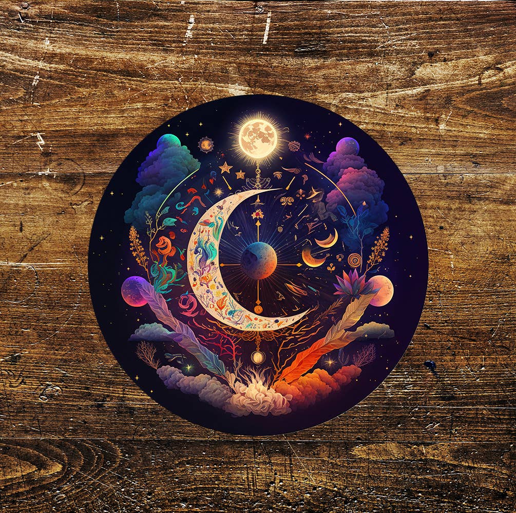 Astrological moon space Saturn Circle Metal Sign