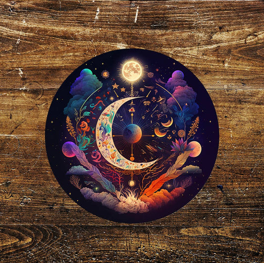 Astrological moon space Saturn Circle Metal Sign