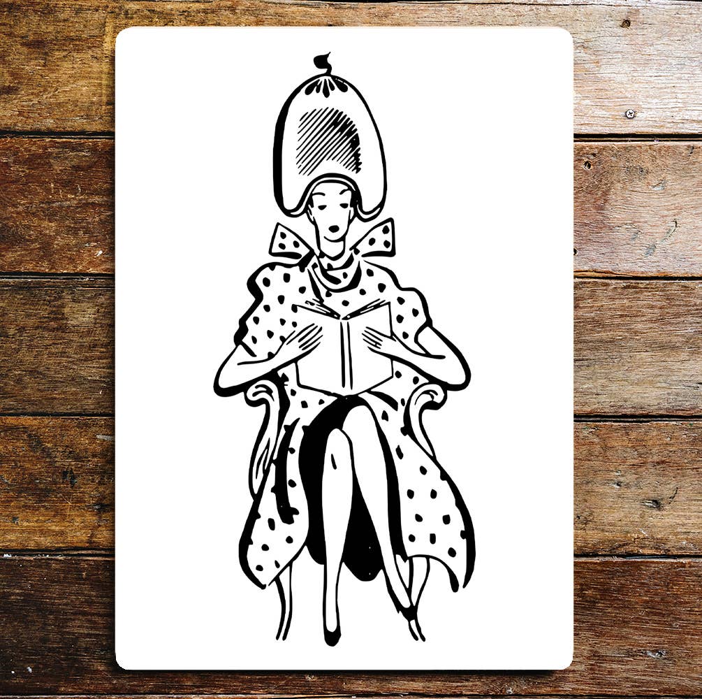 New Hair Day Reading Dots Relax Girl Time | Metal Sign Plaque