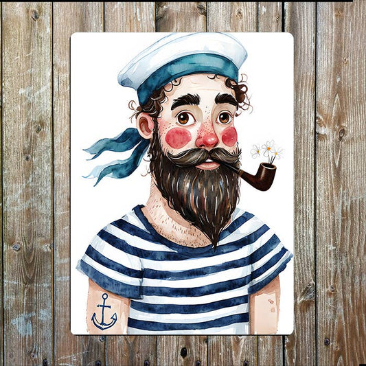 Watercolor Sailor Pipe Sea Nautical | Metal Sign Plaque