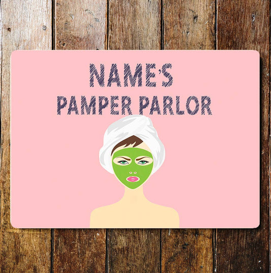 Name's Pamper Parlor Custon Personalised | Metal Wall Sign