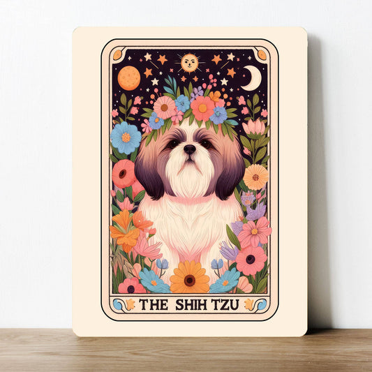 The Shihtzu Flower Tarot | Metal Sign Plaque