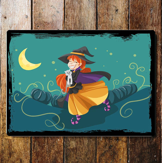 Halloween Happy Witch Art | Metal Sign Plaque