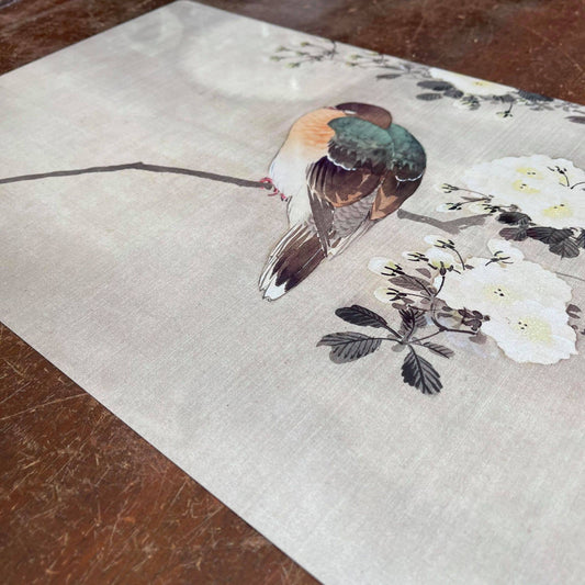 Japanese Bird Vintage Botanical Plant | Metal Sign