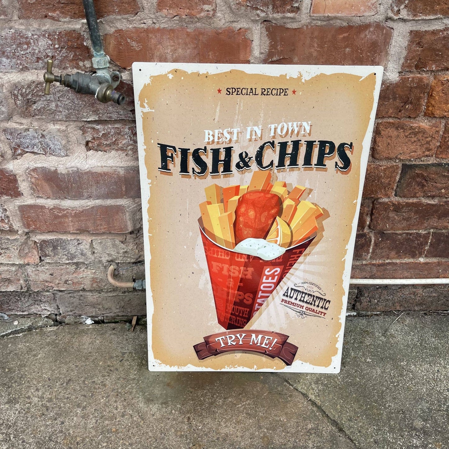 Fish and Chip Take Away Food | Metal Retro Wall Sign