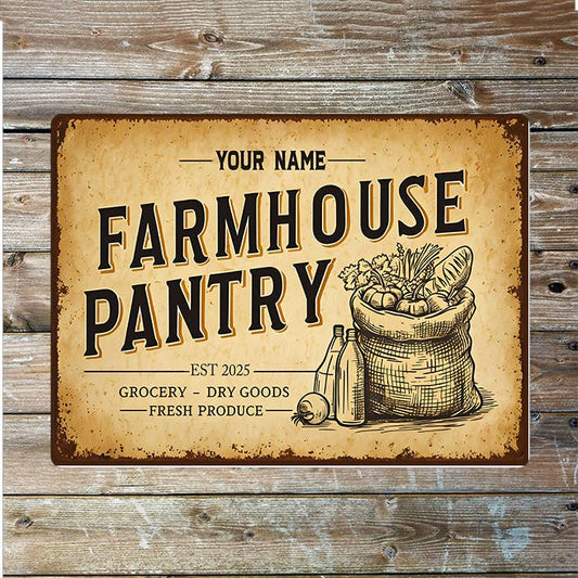 Farmhouse Pantry Name Custom Personalised | Metal Wall Sign