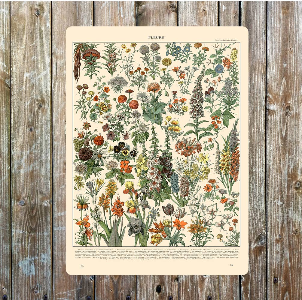 Selection Of Flowers Pattern Metal Sign Plaque