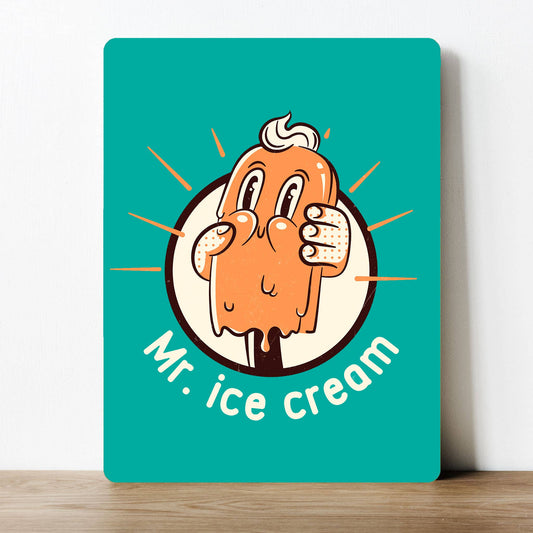 Mr. Ice Cream Cartoon Artwork | Metal Sign Plaque