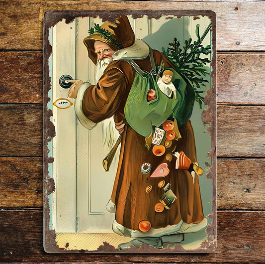 Vintage Santa Toys Door Christmas | Metal Vintage Wall Sign