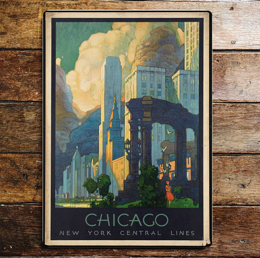 Chicago New York Central Lines Buildings | Metal Sign Plaque