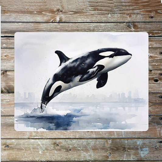Whale Leaping Sea Nautical | Metal Sign Plaque