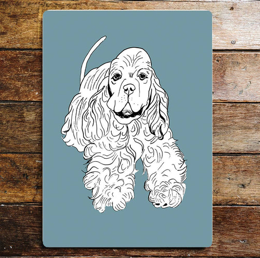 Spaniel Dog Drawing Metal Wall Sign Plaque