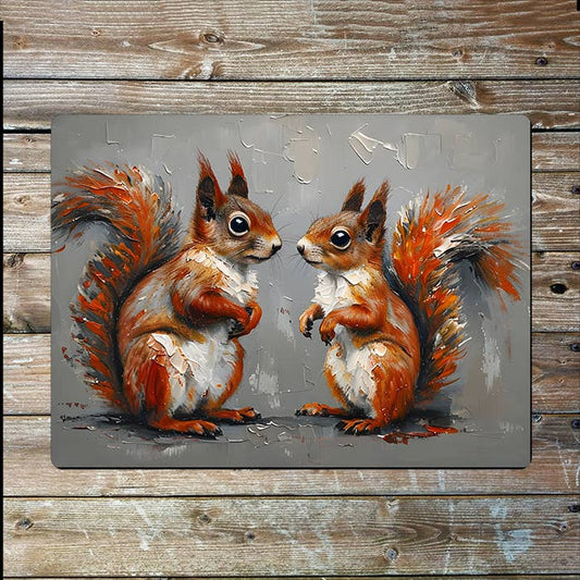 Two Red Squirrels | Metal Sign Plaque